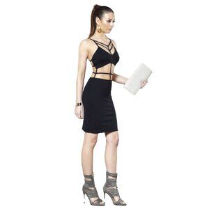 NaaNaa Marnie Caged Black Strappy Cutout Bodycon Dress
